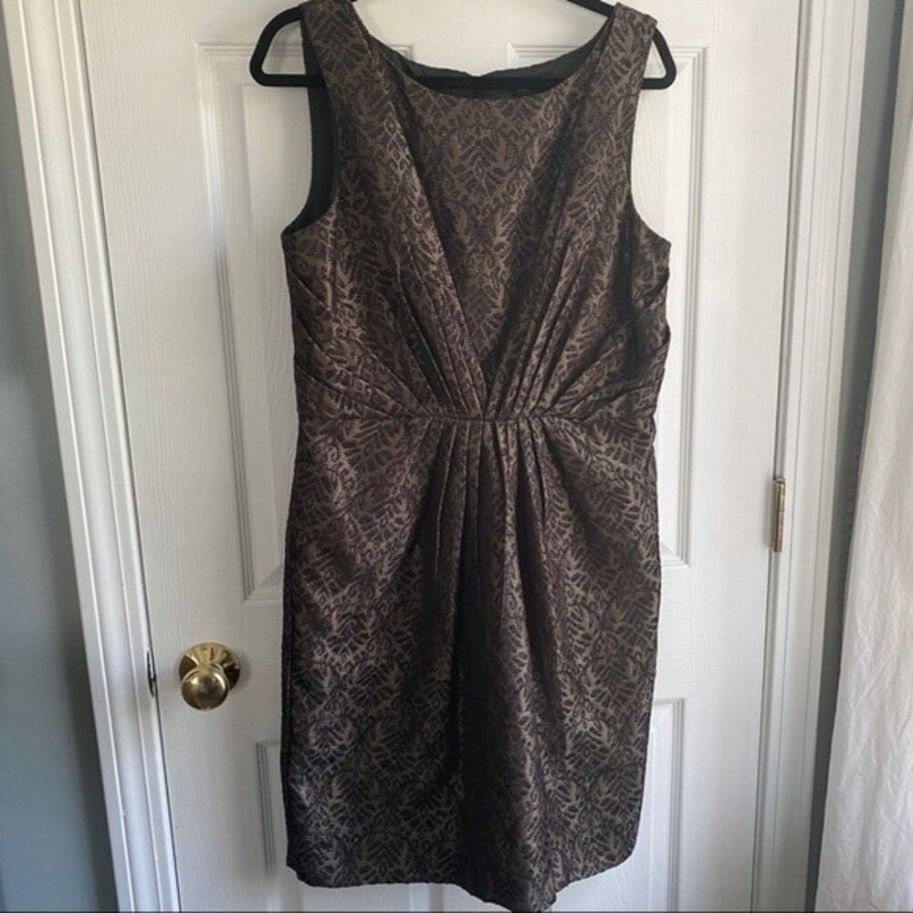 Max & Cleo Jacquard Cocktail Dress - gold and black, size 14